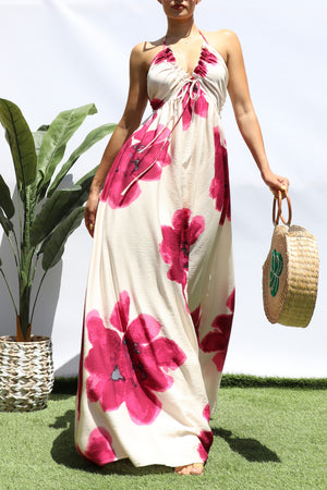 DD8375, FLORAL V NECK MAXI DRESS