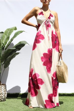 DD8375, FLORAL V NECK MAXI DRESS