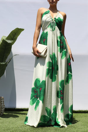 DD8375, FLORAL V NECK MAXI DRESS