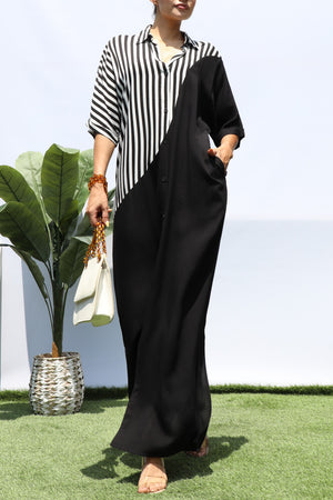 DD8290, MULTI BUTTON DOWN LOOSE FIT SHIRT DRESS