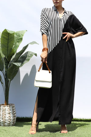 DD8290, MULTI BUTTON DOWN LOOSE FIT SHIRT DRESS