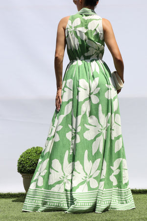 DD8412, PRINTED BUTTON DOWN SHIRT MAXI DRESS