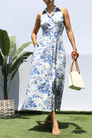 DD8371, FLORAL BUTTON DOWN MIDI DRESS