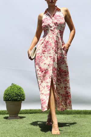 DD8371, FLORAL BUTTON DOWN MIDI DRESS