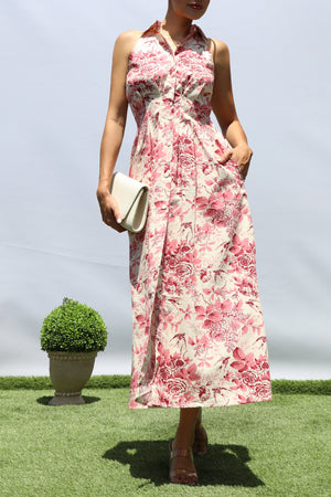 DD8371, FLORAL BUTTON DOWN MIDI DRESS