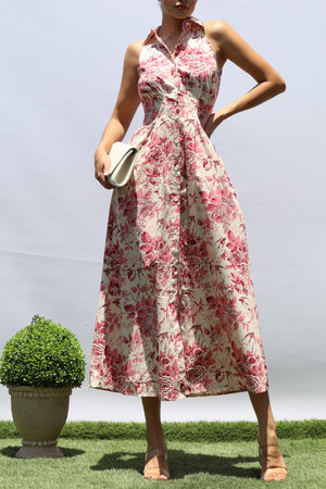 DD8371, FLORAL BUTTON DOWN MIDI DRESS