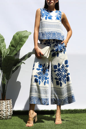 DD8373, PRINTED LOOSE FIT TOP AND FLARE-LEG PANTS SET