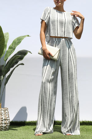 DD8339, PRINTED WOVEN TOP AND PANTS SET