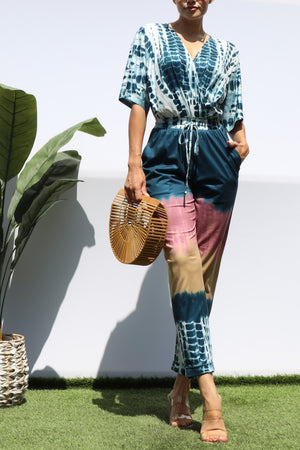 DD8441, MULTI PRINT V NECK KNIT JUMPSUIT