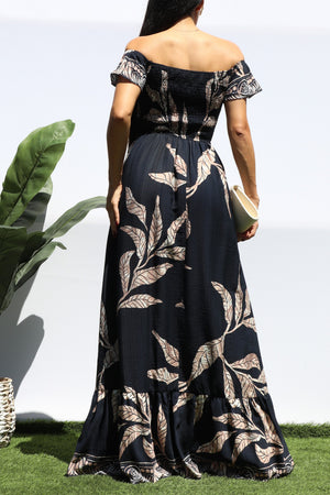 DD8347, PRINTED SMOCKED MAXI DRESS