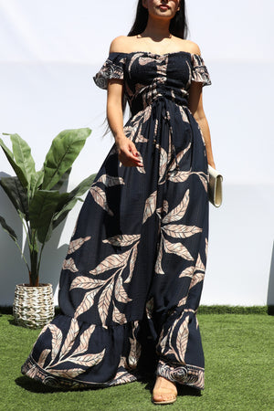 DD8347, PRINTED SMOCKED MAXI DRESS