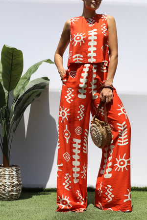DD8429, PRINTED LOOSE FIT TOP & PANTS SET