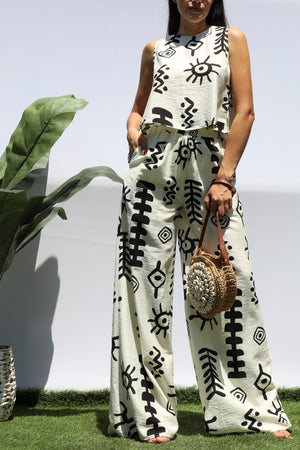 DD8429, PRINTED LOOSE FIT TOP & PANTS SET