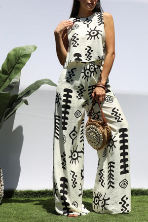 DD8429, PRINTED LOOSE FIT TOP & PANTS SET