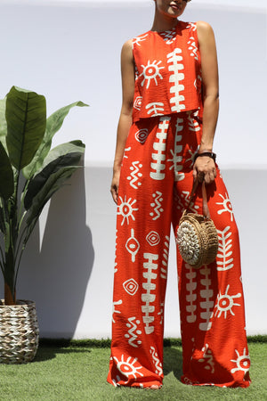 DD8429, PRINTED LOOSE FIT TOP & PANTS SET
