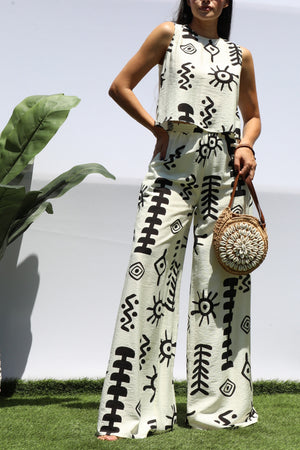 DD8429, PRINTED LOOSE FIT TOP & PANTS SET