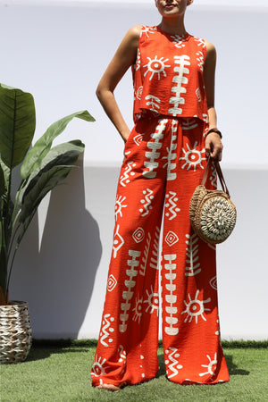 DD8429, PRINTED LOOSE FIT TOP & PANTS SET
