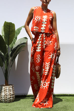 DD8429, PRINTED LOOSE FIT TOP & PANTS SET