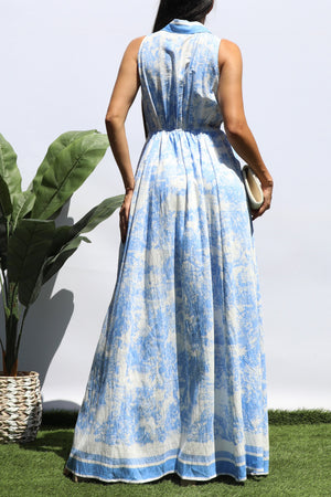DD8442, PRINTED BUTTON DOWN MAXI DRESS