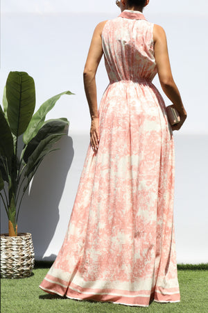 DD8442, PRINTED BUTTON DOWN MAXI DRESS