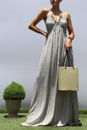 DD8452, PRINTED V NECK MAXI DRESS