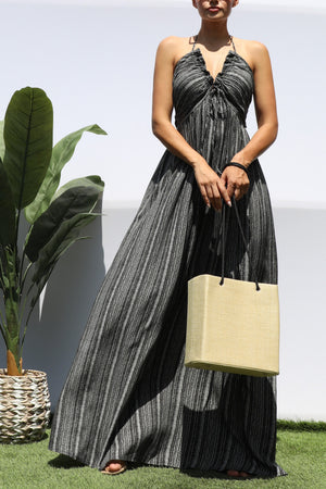 DD8452, PRINTED V NECK MAXI DRESS