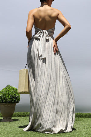 DD8452, PRINTED V NECK MAXI DRESS