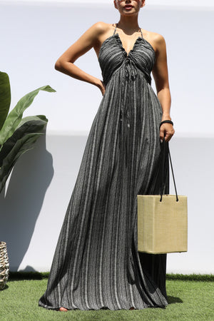 DD8452, PRINTED V NECK MAXI DRESS