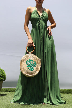 DD8452, PRINTED V NECK MAXI DRESS