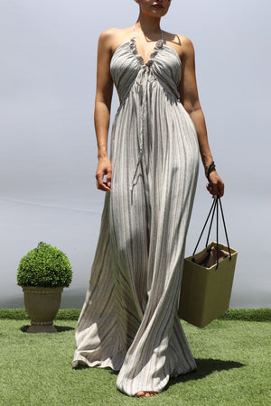 DD8452, PRINTED V NECK MAXI DRESS