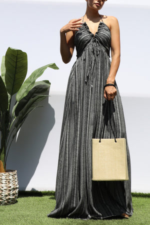 DD8452, PRINTED V NECK MAXI DRESS