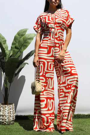 DD8420, PRINTED LOOSE FIT JUMPSUIT