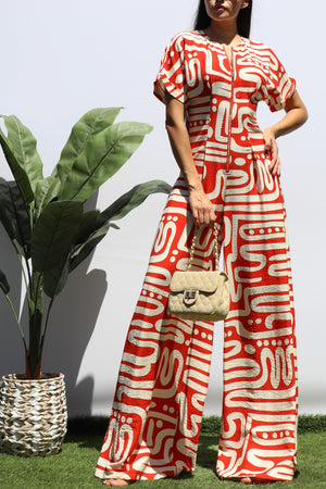 DD8420, PRINTED LOOSE FIT JUMPSUIT