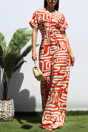 DD8420, PRINTED LOOSE FIT JUMPSUIT