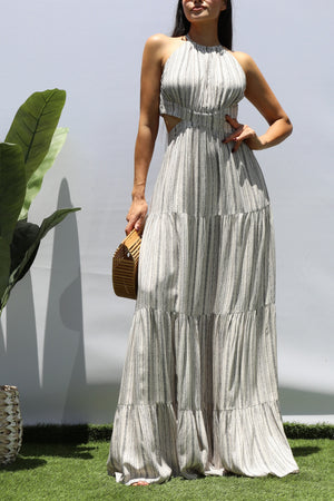 DD8437, STRIPED CUT OUT MAXI DRESSES