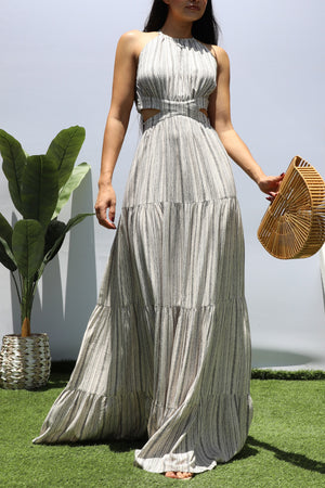 DD8437, STRIPED CUT OUT MAXI DRESSES