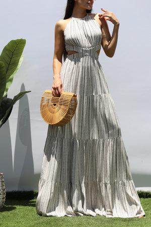 DD8437, STRIPED CUT OUT MAXI DRESSES