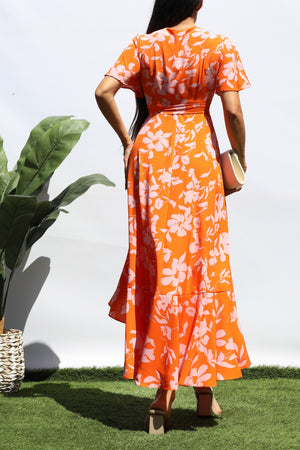 DD8443, PRINTED WRAP MIDI DRESS