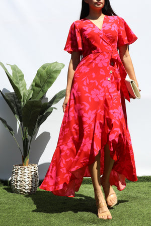 DD8443, PRINTED WRAP MIDI DRESS