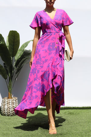 DD8443, PRINTED WRAP MIDI DRESS