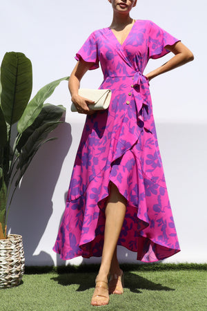DD8443, PRINTED WRAP MIDI DRESS