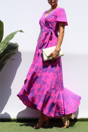 DD8443, PRINTED WRAP MIDI DRESS