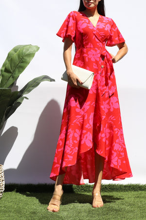 DD8443, PRINTED WRAP MIDI DRESS