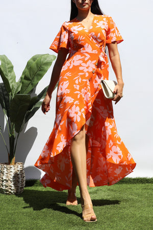 DD8443, PRINTED WRAP MIDI DRESS