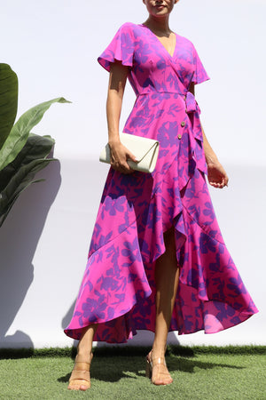 DD8443, PRINTED WRAP MIDI DRESS