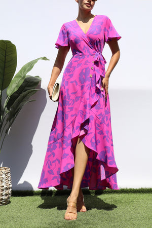DD8443, PRINTED WRAP MIDI DRESS