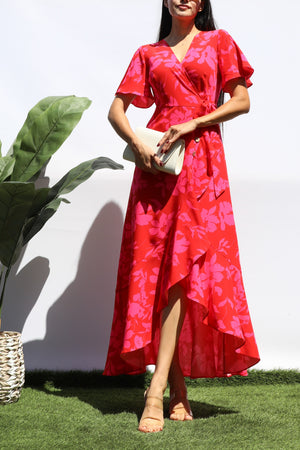 DD8443, PRINTED WRAP MIDI DRESS