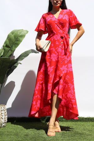 DD8443, PRINTED WRAP MIDI DRESS