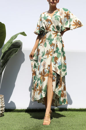 DD8224, PRINTED WRAP MIDI DRESS