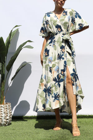 DD8224, PRINTED WRAP MIDI DRESS